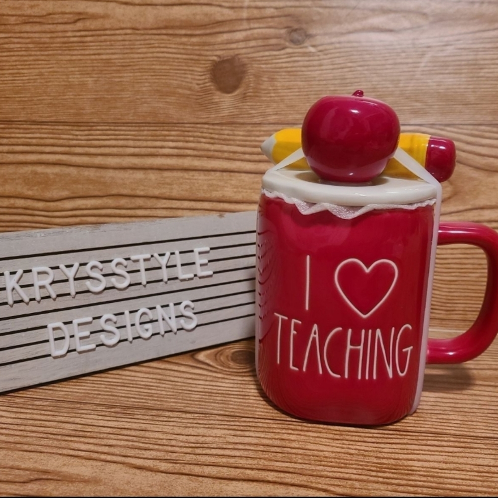 Rae Dunn I love teaching mug with lid  Teacher School